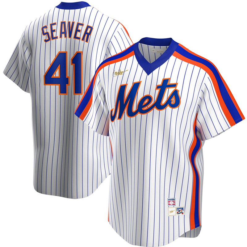 2020 MLB Men New York Mets 41 Tom Seaver Nike White Home Cooperstown Collection Player Jersey 1